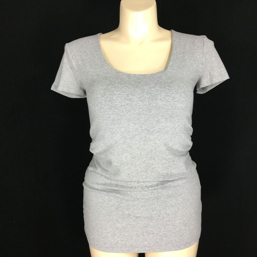 Isabella Oliver 6 XL Top Heather Gray Short Sl Scoop Stretch Ruched Lone T Shirt